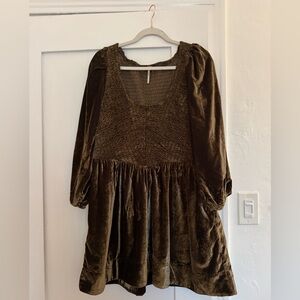 Free People Olive Green Velvet Dress
